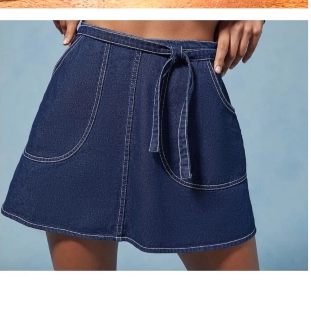 Anna Sui x Urban Outfitters Blue A-Line Mini Skirt Tie Front